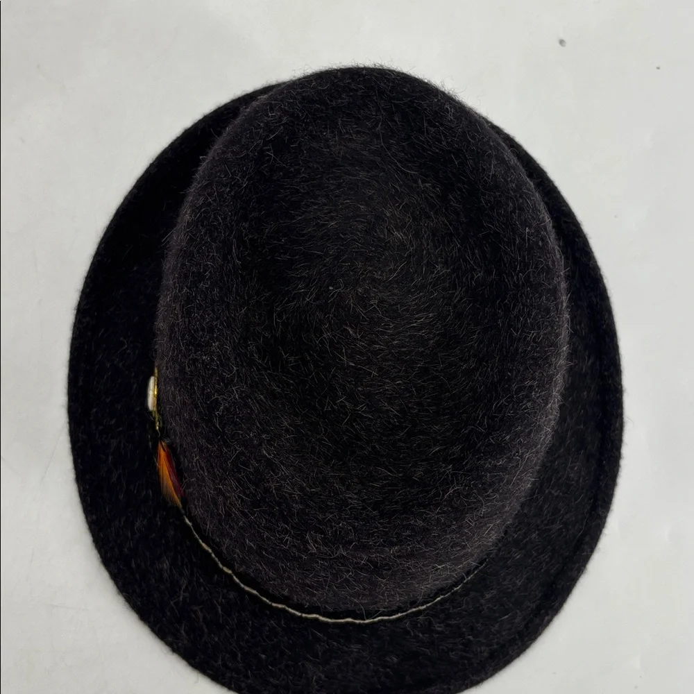 Vintage 60s Hipster Streetwear Gladiator Feathers Merino Wool Fur Fedora Hat - Picture 9 of 16